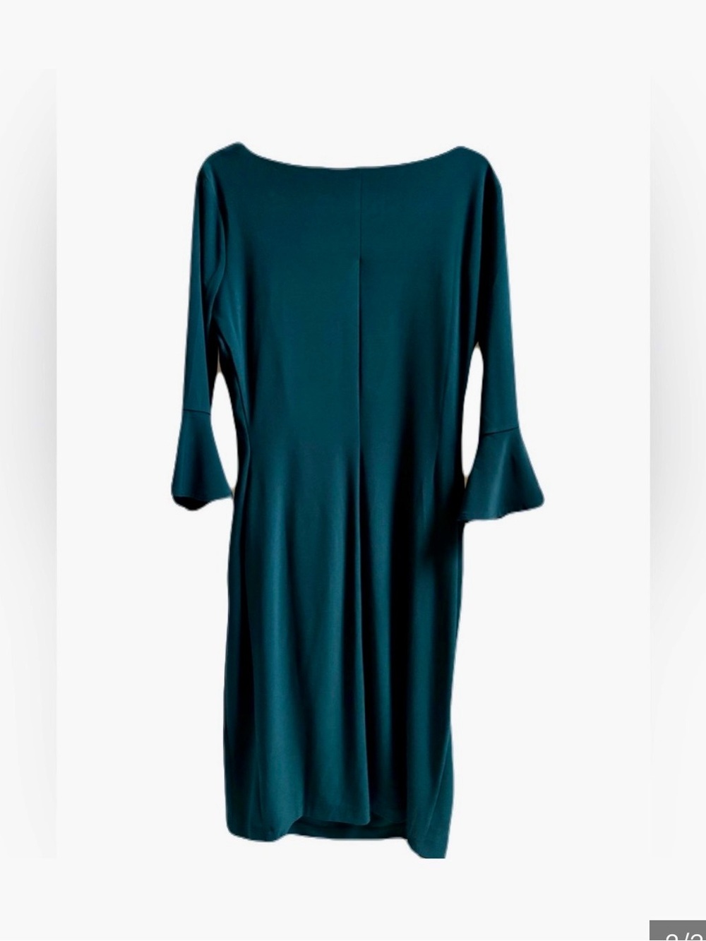 Anne Klein Teal Blue Ruched Tulip Sleeve Midi Dress Size 10 - Picture 2 of 3